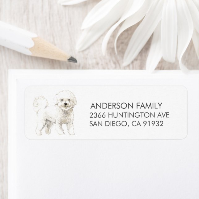 Bichon Frise Dog Return Address Label (Insitu)