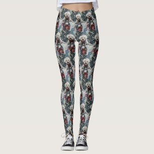 Bichon Frise Dog Riding Motorcycle Christmas Leggings