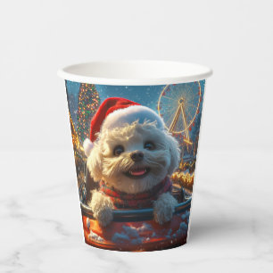 Bichon Frise Dog Roller Coaster Christmas Paper Cups
