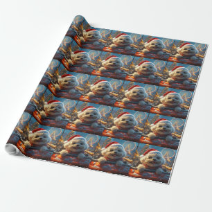 Bichon Frise Dog Roller Coaster Christmas Wrapping Paper
