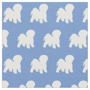 Bichon Frise Dog Silhouette Pet Light Blue Fabric