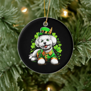 Bichon Frise Dog St Patrick's Day Ceramic Ornament