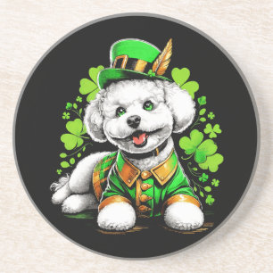 Bichon Frise Dog St Patrick's Day Coaster