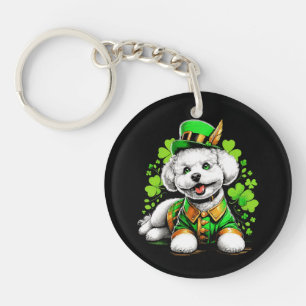 Bichon Frise Dog St Patrick's Day Keychain