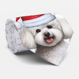 Bichon Frise Dog Woof Christmas Pet Lover Tie
