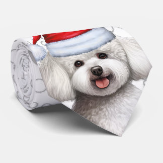 Bichon Frise Dog Woof Christmas Pet Lover Tie