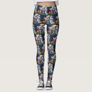 Bichon Frise Dogs Pumpkin Halloween Funny  Leggings