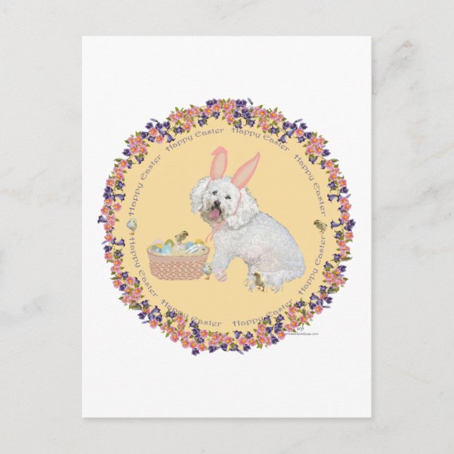 Bichon Frise Easter Bunny Holiday Postcard (Front)