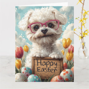 Bichon Frise Easter Eggs Card