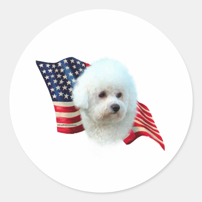 Bichon Frise Flag Classic Round Sticker (Front)