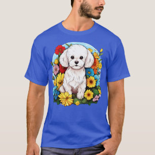 Bichon Frise Floral Flower Cute Colourful Puppy Do T-Shirt