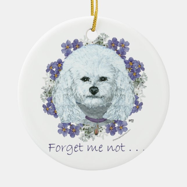 Bichon Frise - Forget Me Nots Ceramic Ornament (Front)