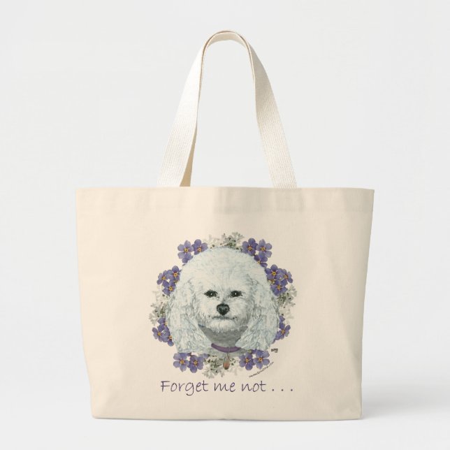 Bichon Frise - Forget Me Nots Large Tote Bag (Front)