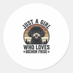 Bichon Frise Girl Vintage Dog Lover Shirt_1 Classic Round Sticker