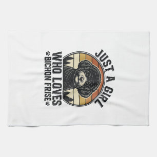 Bichon Frise Girl Vintage Dog Lover Shirt_1 Kitchen Towel
