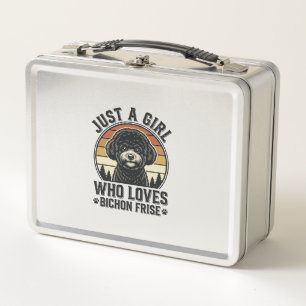 Bichon Frise Girl Vintage Dog Lover Shirt_1 Metal Lunch Box