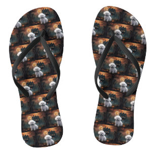 Bichon Frise Halloween Scary Flip Flops