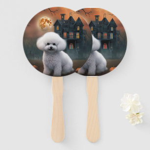Bichon Frise Halloween Scary Hand Fan