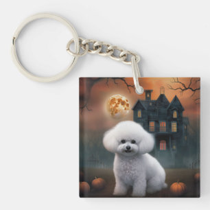 Bichon Frise Halloween Scary Keychain