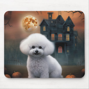 Bichon Frise Halloween Scary Mouse Pad