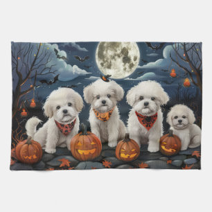 Bichon Frise Halloween Spooky Kitchen Towel