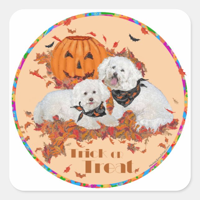 Bichon Frise Halloween Square Sticker (Front)