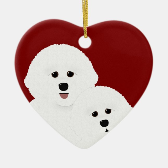 Bichon Frise Heart Ornament (Front)