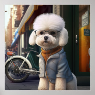 Bichon Frise Hipster Dog Poster