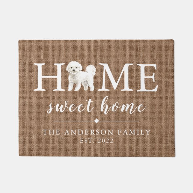 Bichon Frise Home Sweet Home Personalized Doormat (Front)