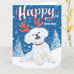 Bichon Frise in Snow Christmas Card