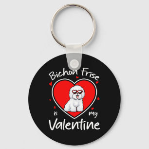 Bichon Frise Is My Valentine Heart Shape Dog Lover Keychain