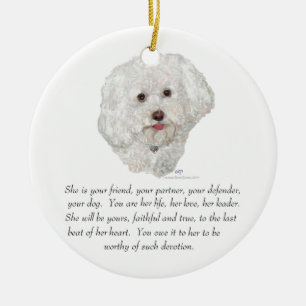 Bichon Frise Keepsake FEMALE Ceramic Ornament