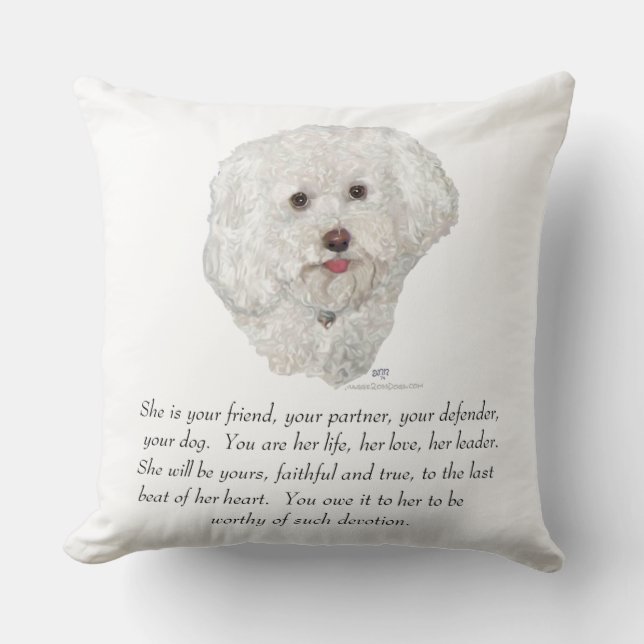 Bichon Frise Keepsake FEMALE Throw Pillow (Front)