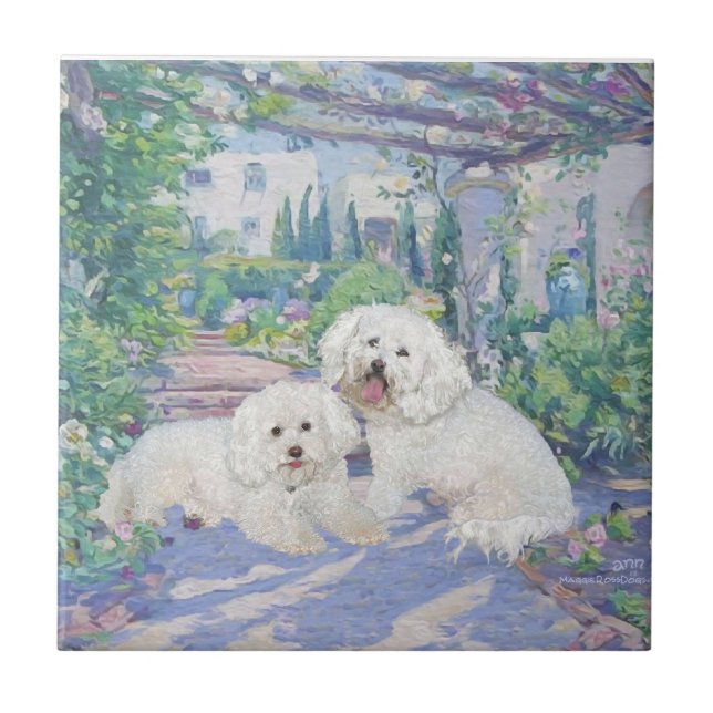 Bichon Frise Lavender Bower Tile (Front)