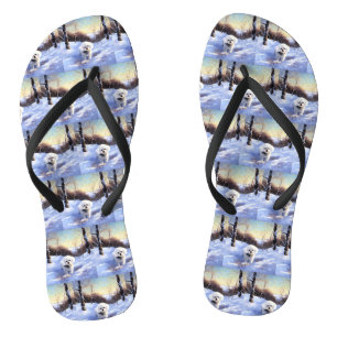 Bichon Frise Let It Snow Christmas Flip Flops