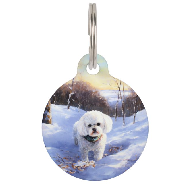 Bichon Frise Let It Snow Christmas  Pet Tag (Front)