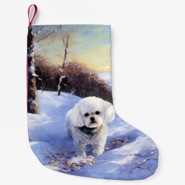 Bichon Frise Let It Snow Christmas  Small Christmas Stocking (Front)