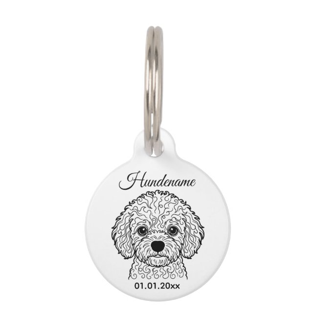 Bichon Frise Line Art Personalized Tag (Front)