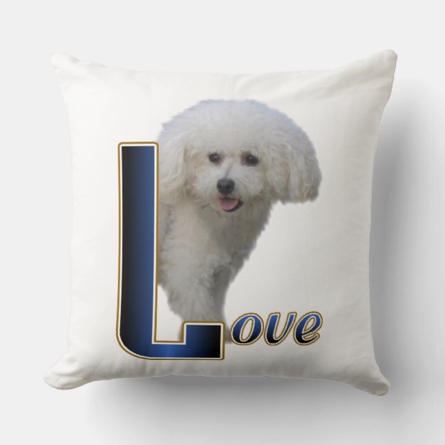 Bichon Frise Love Throw Pillow (Front)