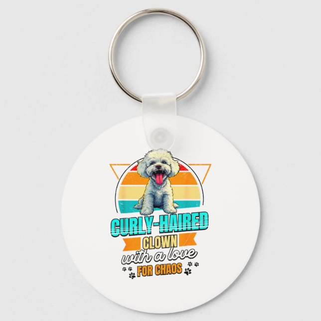 Bichon Frise Lover Funny Bichon Frise Retro  Keychain (Front)