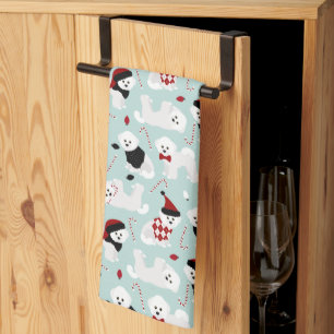 Bichon Frise Noël Blue Cuisine Serviette