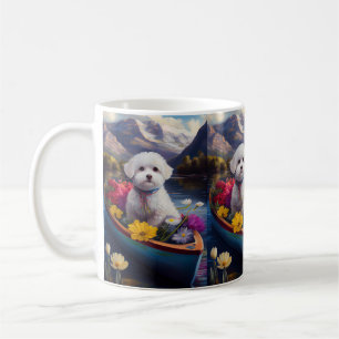 Bichon Frise on a Paddle: A Scenic Adventure Coffee Mug
