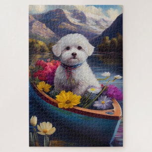 Bichon Frise on a Paddle: A Scenic Adventure Jigsaw Puzzle