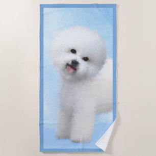 Bichon Frise Painting - Cute Original Dog Art Beach Towel
