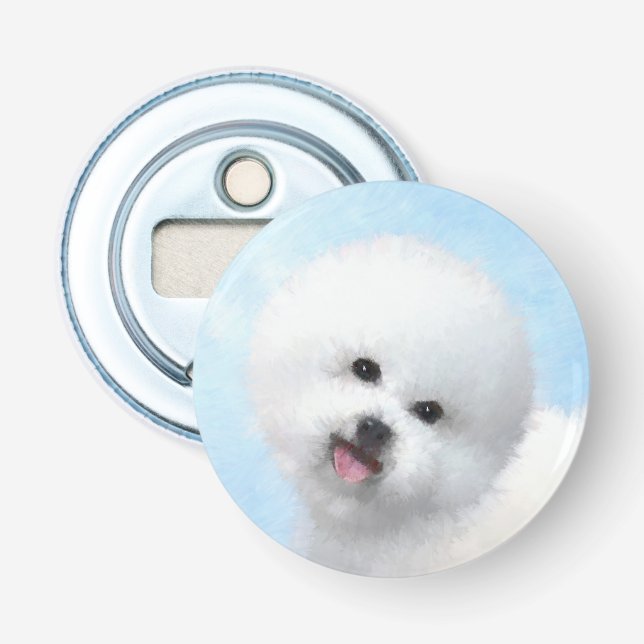 Bichon Frise Painting - Cute Original Dog Art Bottle Opener (Front)