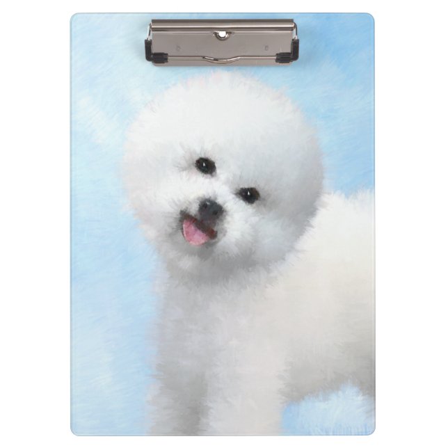 Bichon Frise Painting - Cute Original Dog Art Clipboard (Front)