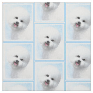 Bichon Frise Painting - Cute Original Dog Art Fabric
