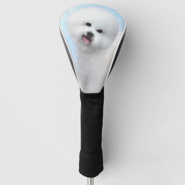 Bichon Frise Painting - Cute Original Dog Art Golf Head Cover (Front)