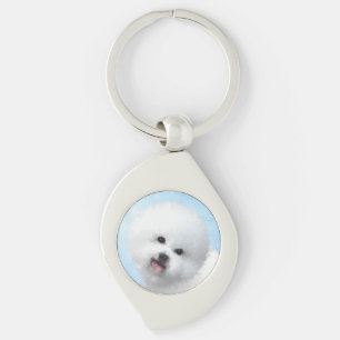 Bichon Frise Painting - Cute Original Dog Art Keychain