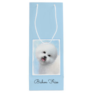 Bichon Frise Painting - Cute Original Dog Art Wine Gift Bag